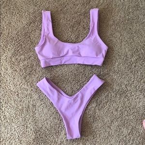 purple cheeky bikini